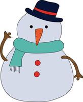 coloré bonhomme de neige clipart pour les amoureux de hiver saison. cette hiver thème bonhomme de neige costume Noël fête vecteur