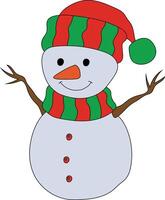 coloré bonhomme de neige clipart pour les amoureux de hiver saison. cette hiver thème bonhomme de neige costume Noël fête vecteur