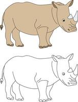 rhinocéros clipart ensemble. dessin animé sauvage animaux clipart ensemble pour les amoureux de faune vecteur