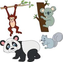 coloré animaux clipart ensemble. dessin animé sauvage animaux clipart ensemble pour les amoureux de faune vecteur