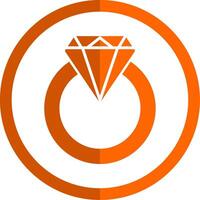 diamant bague glyphe Orange cercle icône vecteur