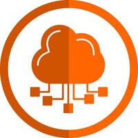 nuage serveur glyphe Orange cercle icône vecteur