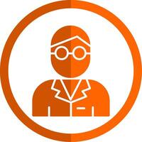scientifique glyphe Orange cercle icône vecteur