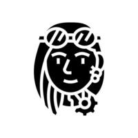 steampunk ancien femelle avatar glyphe icône illustration vecteur