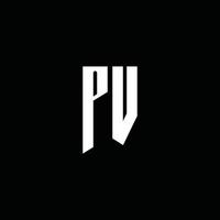 monogramme de logo pv avec style emblème isolé sur fond noir vecteur