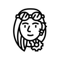 steampunk ancien femelle avatar ligne icône illustration vecteur
