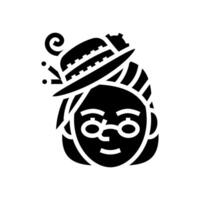 steampunk femelle ancien avatar glyphe icône illustration vecteur