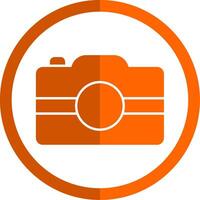 main caméra glyphe Orange cercle icône vecteur