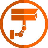 vidéosurveillance glyphe Orange cercle icône vecteur