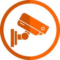 Sécurité caméra glyphe Orange cercle icône vecteur