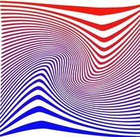 abstrait modèle dans le forme de ondulé bleu et rouge rayures sur une blanc Contexte vecteur