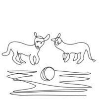 esquisser de chiens avec une Balle tiré dans linéaire style vecteur