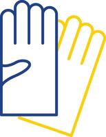 icône de deux couleurs de ligne de gants à main vecteur
