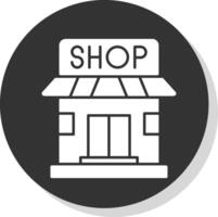 boutique glyphe gris cercle icône vecteur