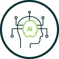 artificiel intelligence ligne cercle icône vecteur