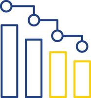 graphique à barres, ligne, deux, couleur, icône vecteur