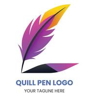 plume stylo logo or avec carré ligne conception modèle vecteur