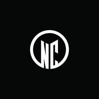 logo monogramme nc isolé avec un cercle tournant vecteur