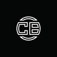 monogramme du logo cb avec modèle de conception arrondi de cercle d'espace négatif vecteur