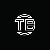 monogramme du logo tb avec modèle de conception arrondi de cercle d'espace négatif vecteur