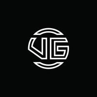 monogramme du logo vg avec un modèle de conception arrondi de cercle d'espace négatif vecteur