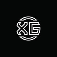 monogramme du logo xg avec un modèle de conception arrondi de cercle d'espace négatif vecteur