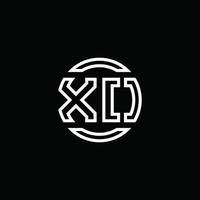 monogramme du logo xo avec modèle de conception arrondi de cercle d'espace négatif vecteur