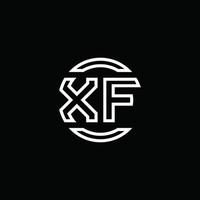 monogramme du logo xf avec modèle de conception arrondi de cercle d'espace négatif vecteur