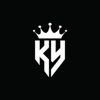 style emblème monogramme logo ky avec modèle de conception de forme de couronne vecteur