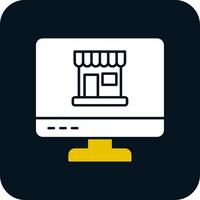 icône de deux couleurs de glyphe de magasinage en ligne vecteur