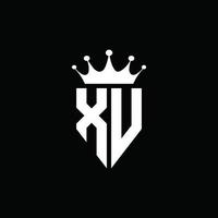 xv logo monogramme style emblème avec modèle de conception de forme de couronne vecteur