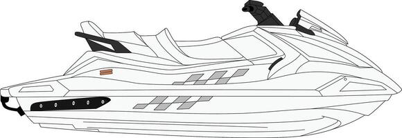 blanc moteur bateau ligne art illustration.. vecteur