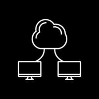icône inversée de la ligne de cloud computing vecteur