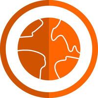 planète Terre glyphe Orange cercle icône vecteur