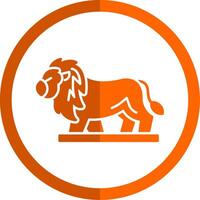 Lion glyphe Orange cercle icône vecteur