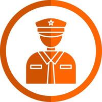 officier glyphe Orange cercle icône vecteur
