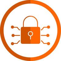 cyber attaque glyphe Orange cercle icône vecteur