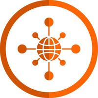 la mise en réseau glyphe Orange cercle icône vecteur