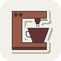 café machine ligne rempli blanc ombre icône vecteur