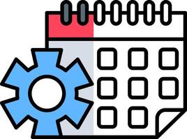 calendrier rempli moitié Couper icône vecteur