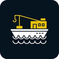 icône de deux couleurs de glyphe de bateau de pêche vecteur
