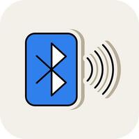 Bluetooth ligne rempli blanc ombre icône vecteur