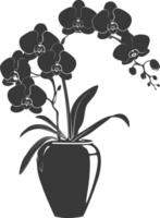 ai généré silhouette orchidée fleur dans le vase noir Couleur seulement vecteur