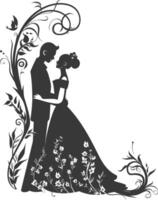 ai généré silhouette éléments de le la mariée et jeune marié pour mariage invitations sont noir seulement vecteur