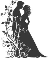 ai généré silhouette éléments de le la mariée et jeune marié pour mariage invitations sont noir seulement vecteur