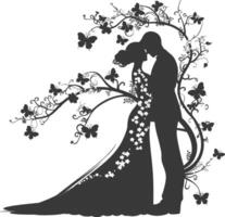 ai généré silhouette éléments de le la mariée et jeune marié pour mariage invitations sont noir seulement vecteur