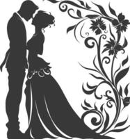 ai généré silhouette éléments de le la mariée et jeune marié pour mariage invitations sont noir seulement vecteur