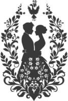 ai généré silhouette éléments de le la mariée et jeune marié pour mariage invitations sont noir seulement vecteur