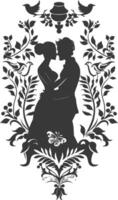 ai généré silhouette éléments de le la mariée et jeune marié pour mariage invitations sont noir seulement vecteur