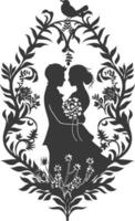 ai généré silhouette éléments de le la mariée et jeune marié pour mariage invitations sont noir seulement vecteur